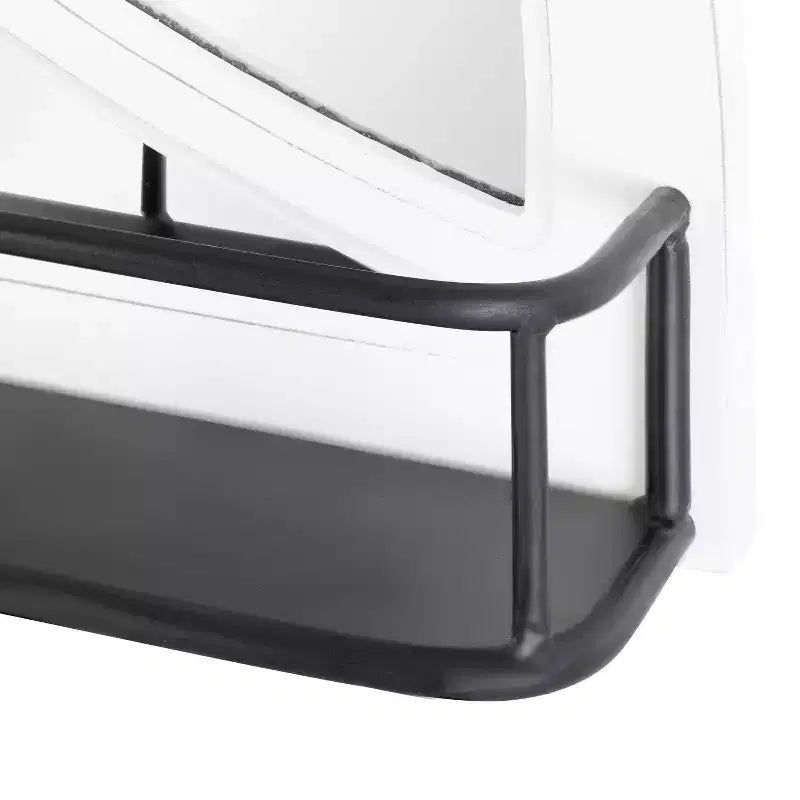 Specchio da Parete Arcuato con Cornice in Legno e Mensola, 48 x 76 cm, Bianco
