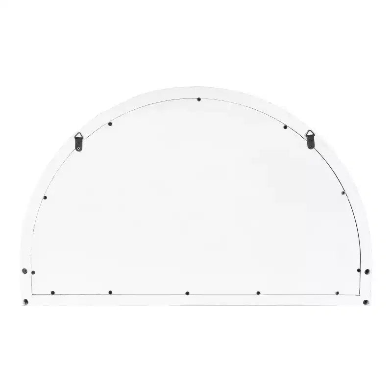 Specchio da Parete Arcuato con Cornice in Legno e Mensola, 48 x 76 cm, Bianco