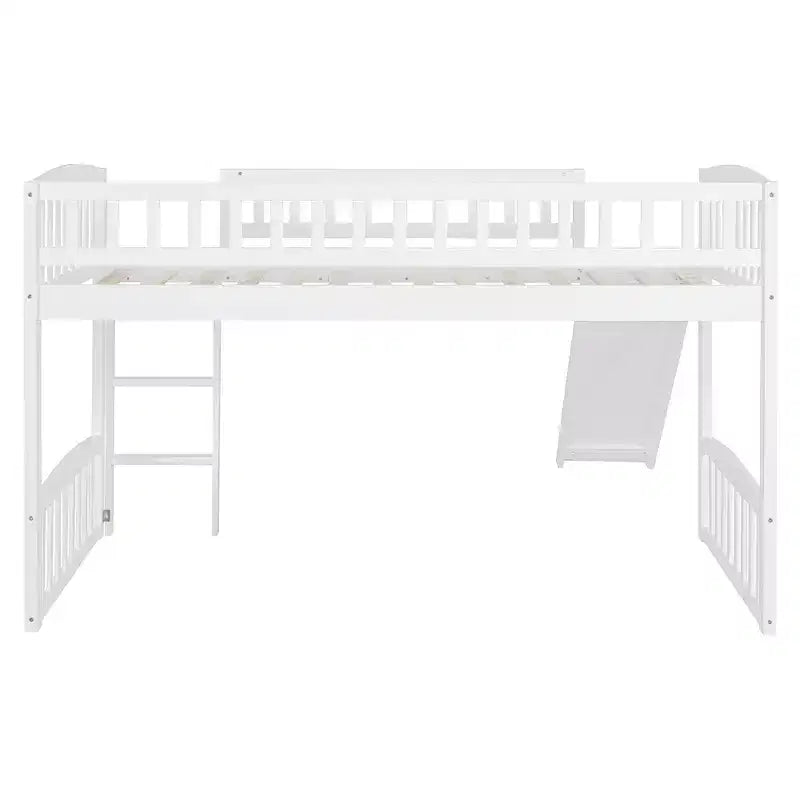 Letto a soppalco matrimoniale con scivolo e scaletta, struttura in legno per bambini e bambine
