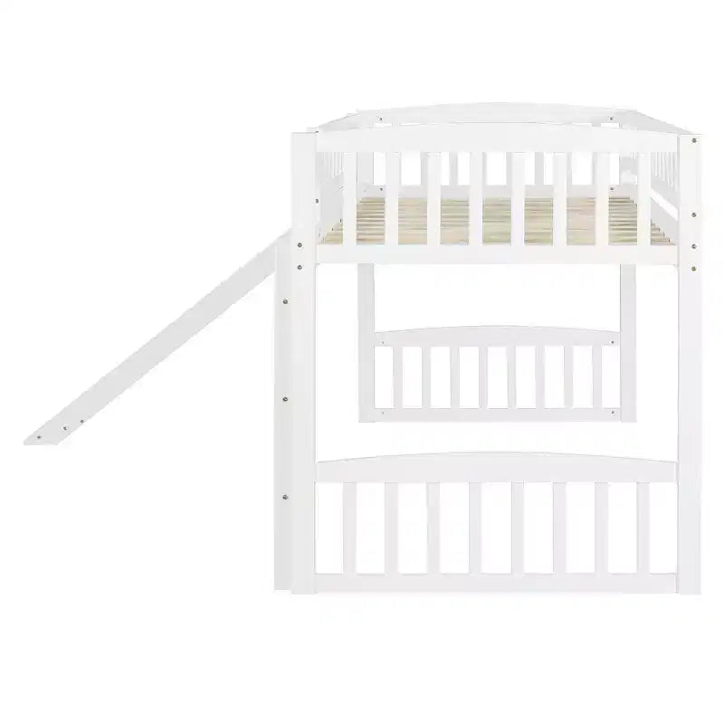 Letto a soppalco matrimoniale con scivolo e scaletta, struttura in legno per bambini e bambine