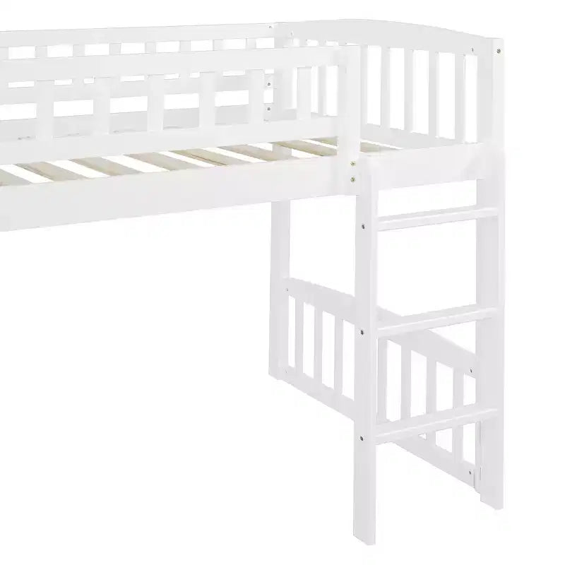 Letto a soppalco matrimoniale con scivolo e scaletta, struttura in legno per bambini e bambine