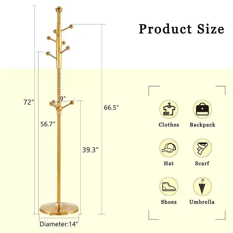 Appendiabiti moderno in acciaio inossidabile da 72"H con staffa staccabile