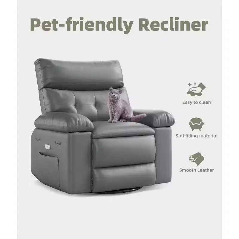 Poltrona Reclinabile Oversize in Pelle Sintetica, Poltrona Reclinabile Manuale con Imbottitura Spessa e Seduta Larga, per Soggiorno o Camera da Letto, Larghezza Extra di 22 Pollici