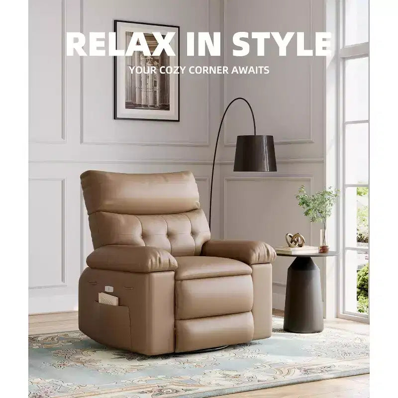 Poltrona Reclinabile Oversize in Pelle Sintetica, Poltrona Reclinabile Manuale con Imbottitura Spessa e Seduta Larga, per Soggiorno o Camera da Letto, Larghezza Extra di 22 Pollici