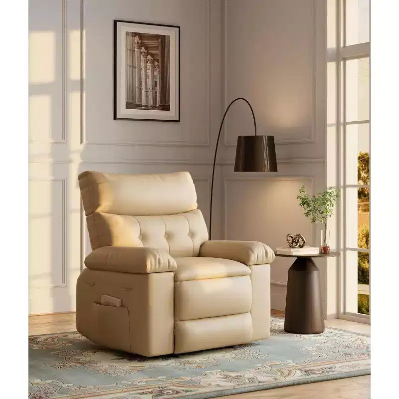 Oversized PU Leather Recliner Chair, Manual Reclining Armchair with Thick Padding & Wide Seat, for Living Room or Bedroom, 22 Extra Wide