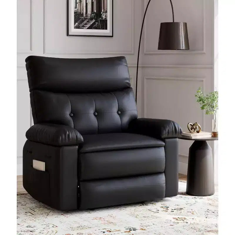 Poltrona Reclinabile Oversize in Pelle Sintetica, Poltrona Reclinabile Manuale con Imbottitura Spessa e Seduta Larga, per Soggiorno o Camera da Letto, Larghezza Extra di 22 Pollici