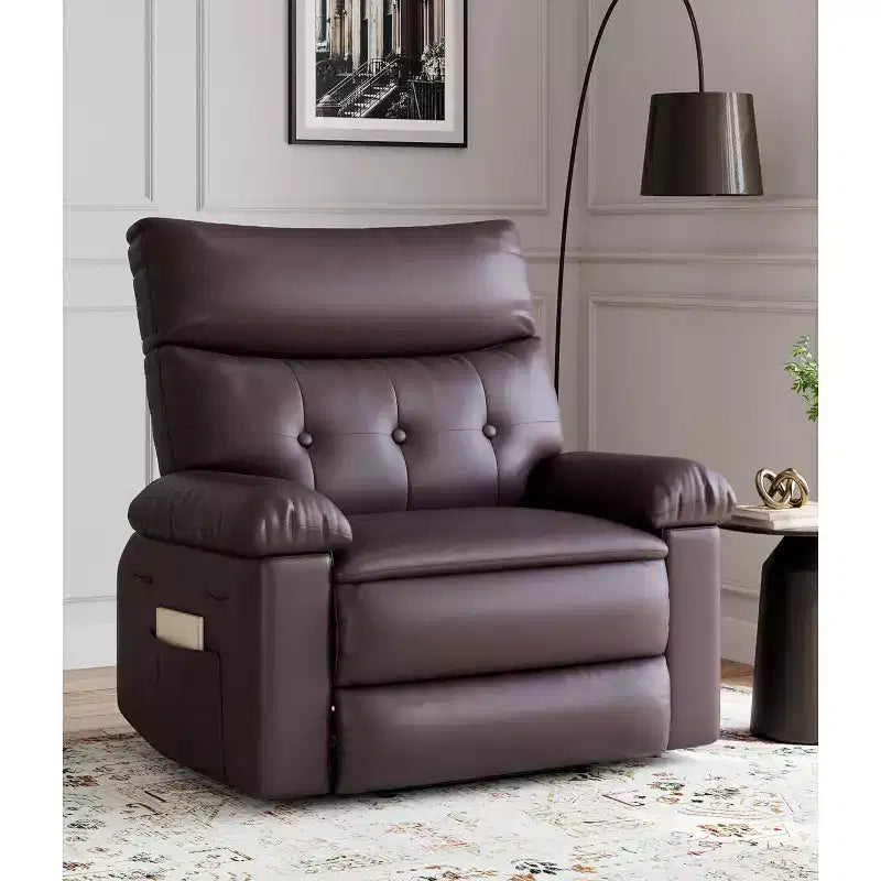 Poltrona Reclinabile Oversize in Pelle Sintetica, Poltrona Reclinabile Manuale con Imbottitura Spessa e Seduta Larga, per Soggiorno o Camera da Letto, Larghezza Extra di 22 Pollici