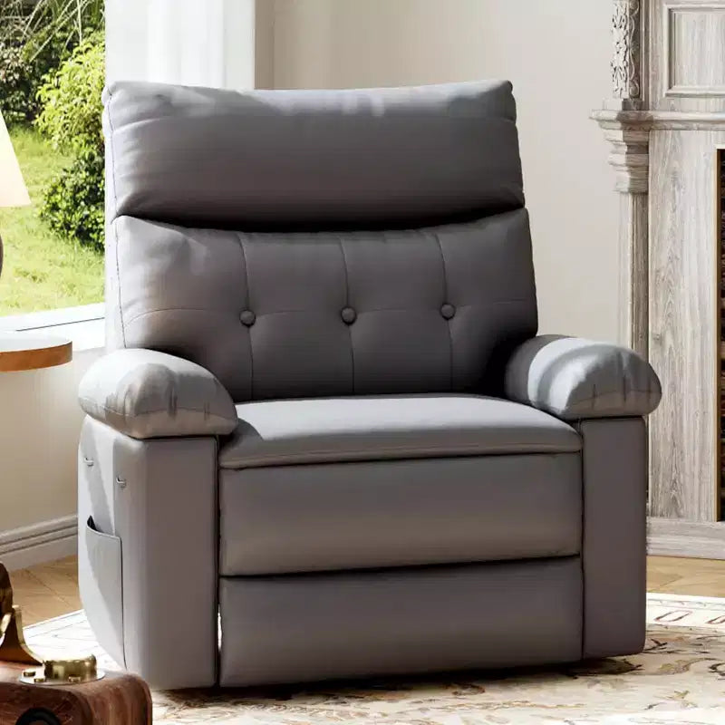 Poltrona Reclinabile Oversize in Pelle Sintetica, Poltrona Reclinabile Manuale con Imbottitura Spessa e Seduta Larga, per Soggiorno o Camera da Letto, Larghezza Extra di 22 Pollici