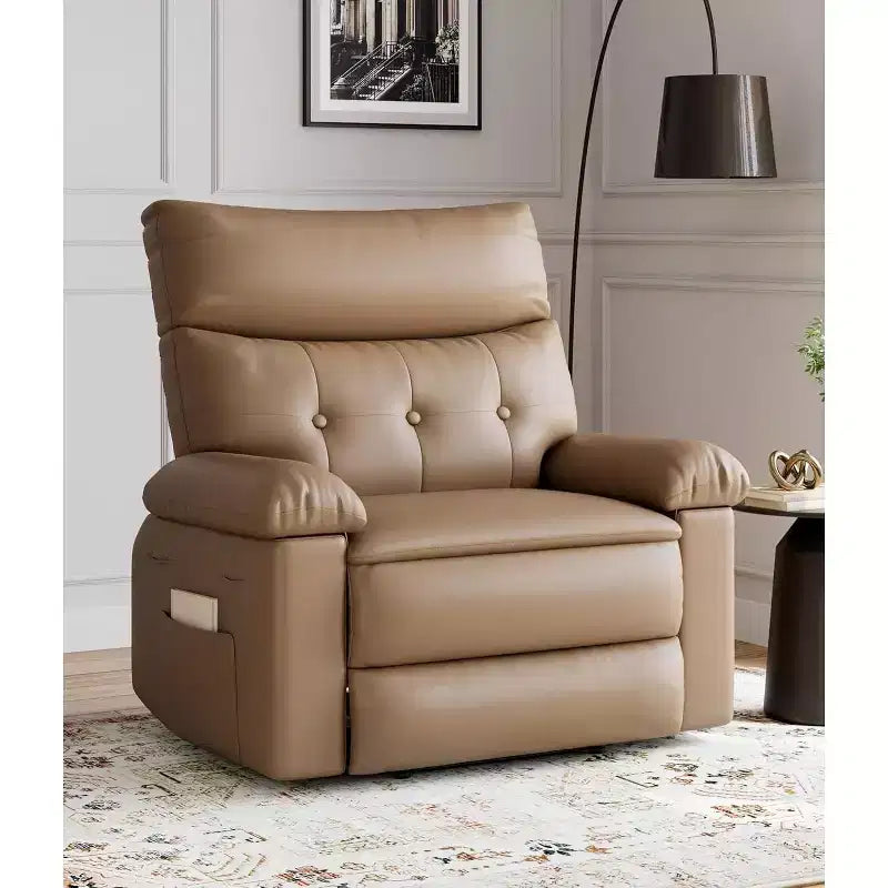 Poltrona Reclinabile Oversize in Pelle Sintetica, Poltrona Reclinabile Manuale con Imbottitura Spessa e Seduta Larga, per Soggiorno o Camera da Letto, Larghezza Extra di 22 Pollici