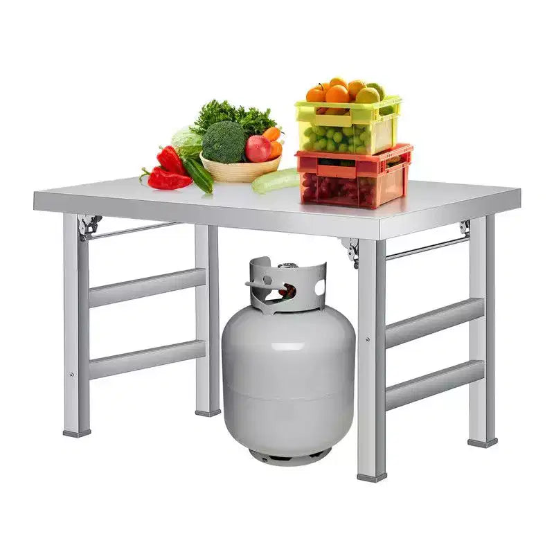 Folding Stainless Steel Table, 48 x 24 Single Tier Portable Foldable Worktable