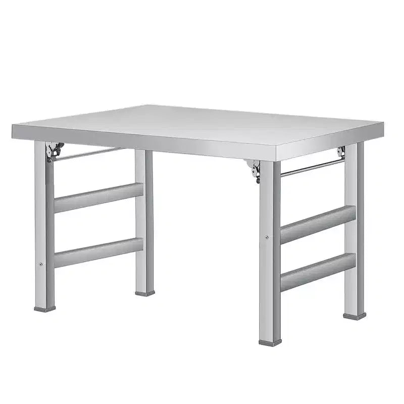 Tavolo Pieghevole in Acciaio Inossidabile, 122 x 61 cm, Monopiano, Pieghevole e Portatile