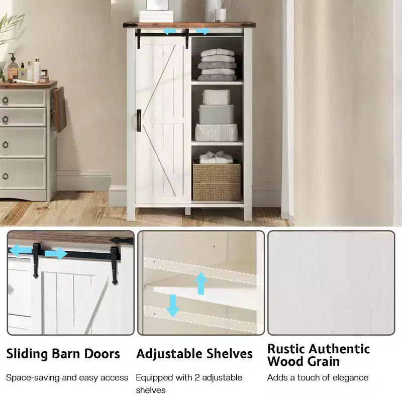 Cassettiera Rustica da Fattoria per Camera da Letto con Cassetti, Mobile Contenitore con Ante Scorrevoli a Stalla, Mobile Porta TV Organizzatore