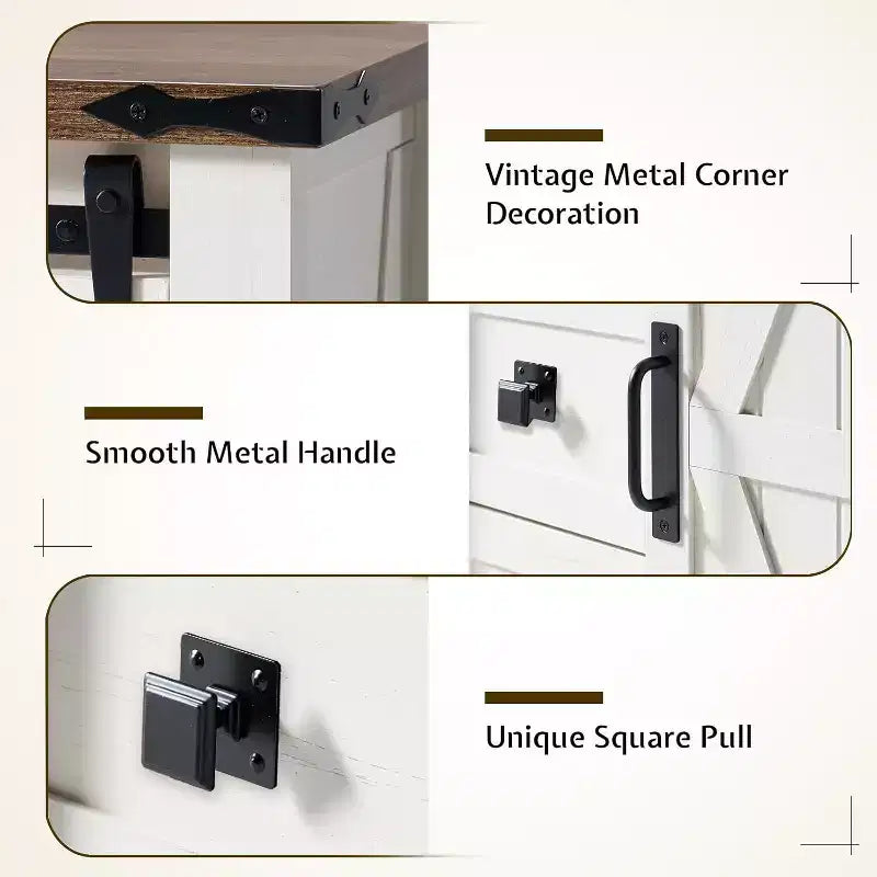 Cassettiera Rustica da Fattoria per Camera da Letto con Cassetti, Mobile Contenitore con Ante Scorrevoli a Stalla, Mobile Porta TV Organizzatore