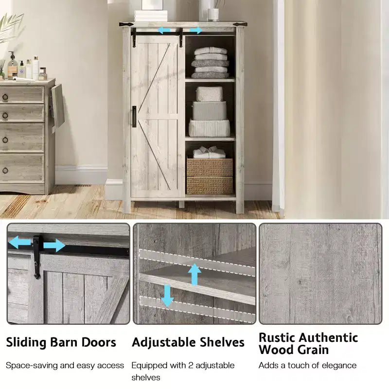 Cassettiera Rustica da Fattoria per Camera da Letto con Cassetti, Mobile Contenitore con Ante Scorrevoli a Stalla, Mobile Porta TV Organizzatore