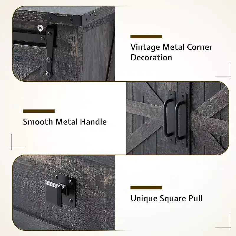 Cassettiera Rustica da Fattoria per Camera da Letto con Cassetti, Mobile Contenitore con Ante Scorrevoli a Stalla, Mobile Porta TV Organizzatore