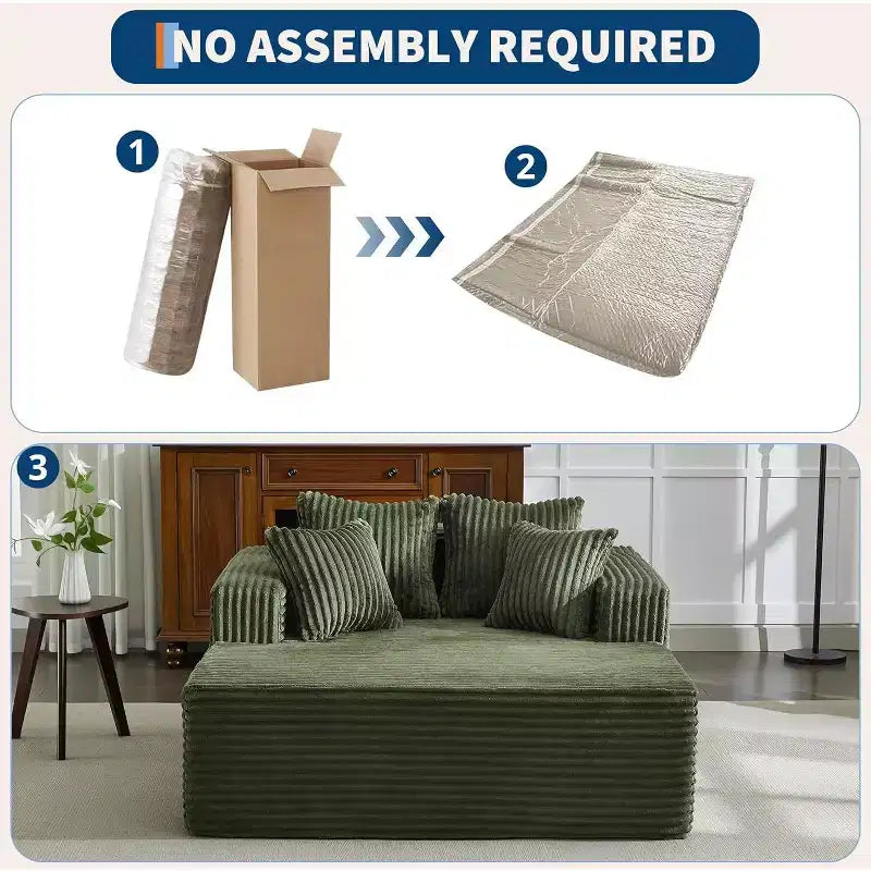Poltrona chaise longue oversize da 155 cm, divano extra largo in velluto a coste, 4 cuscini e braccioli, divanetto per soggiorno o camera da letto, nero