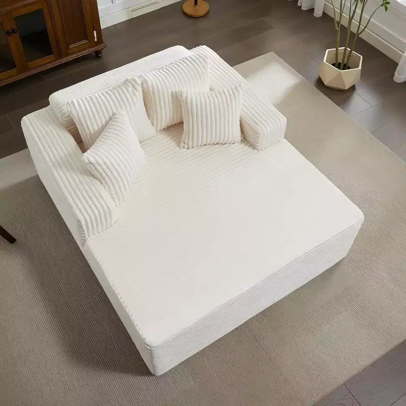 Poltrona chaise longue oversize da 155 cm, divano extra largo in velluto a coste, 4 cuscini e braccioli, divanetto per soggiorno o camera da letto, nero