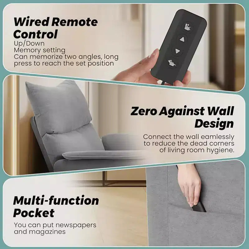 Poltrona reclinabile elettrica con massaggio e riscaldamento, divano reclinabile singolo regolabile, poltrona per home theater