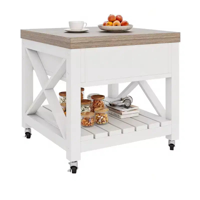 Tavolino da salotto quadrato 3-in-1 sollevabile con ruote e sgabelli, multifunzionale a 2 livelli, con contenitore nascosto e aperto, per soggiorno e sala da pranzo