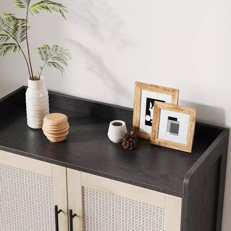 Scarpiera a 6 Ripiani in Rattan - Organizer Regolabile con Ante per Ingresso, Corridoio e Armadio, Tessitura Naturale
