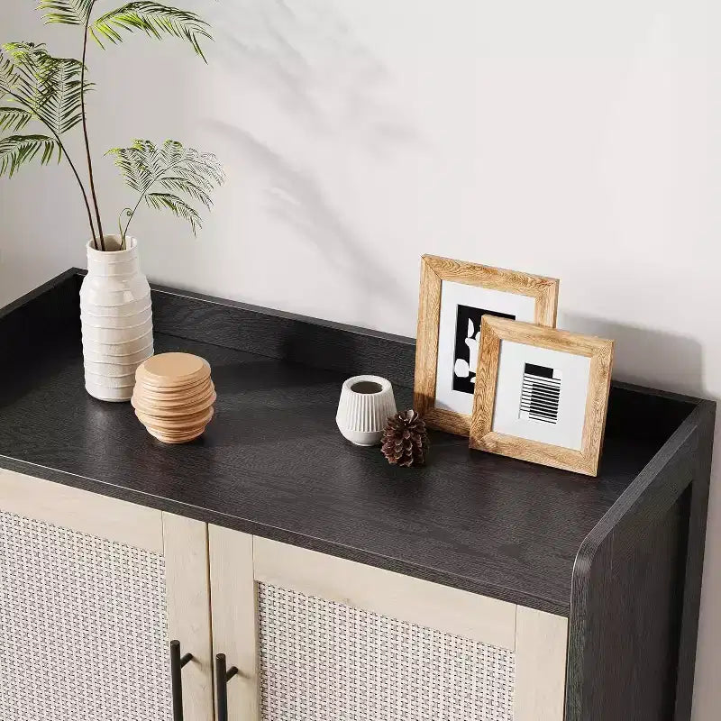 Scarpiera a 6 Ripiani in Rattan - Organizer Regolabile con Ante per Ingresso, Corridoio e Armadio, Tessitura Naturale