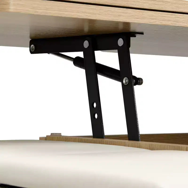 Tavolino da caffè multifunzione moderno con piano sollevabile e vano portaoggetti nascosto, 4 sgabelli e rotelle, perfetto per spazi abitativi moderni