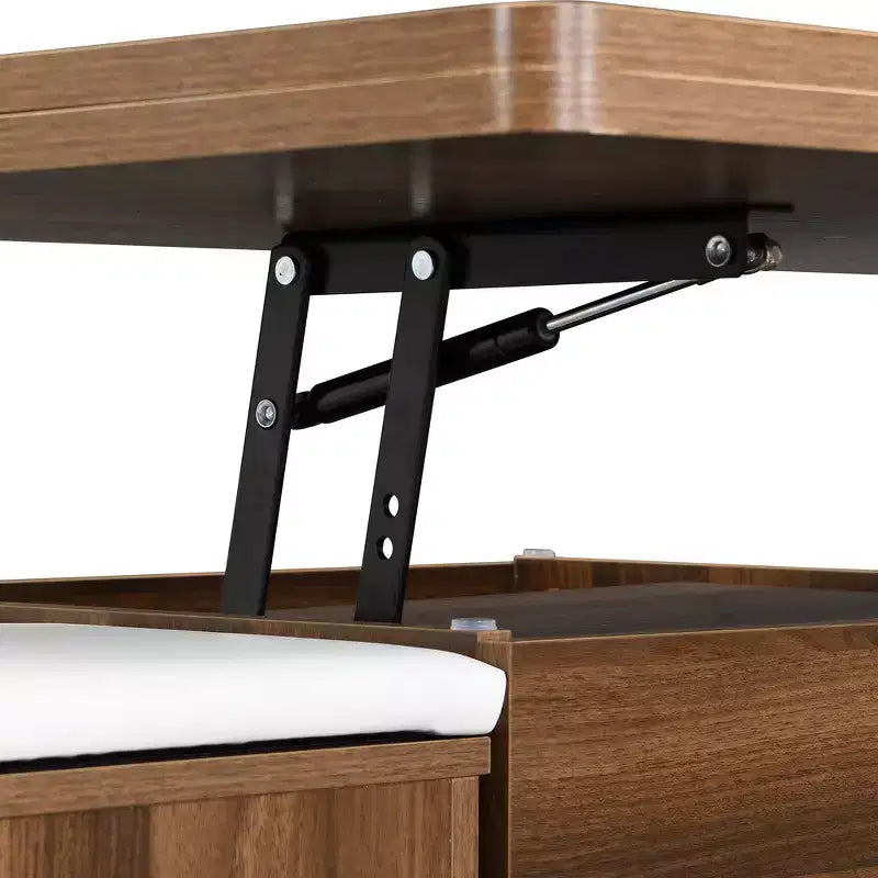 Tavolino da caffè multifunzione moderno con piano sollevabile e vano portaoggetti nascosto, 4 sgabelli e rotelle, perfetto per spazi abitativi moderni
