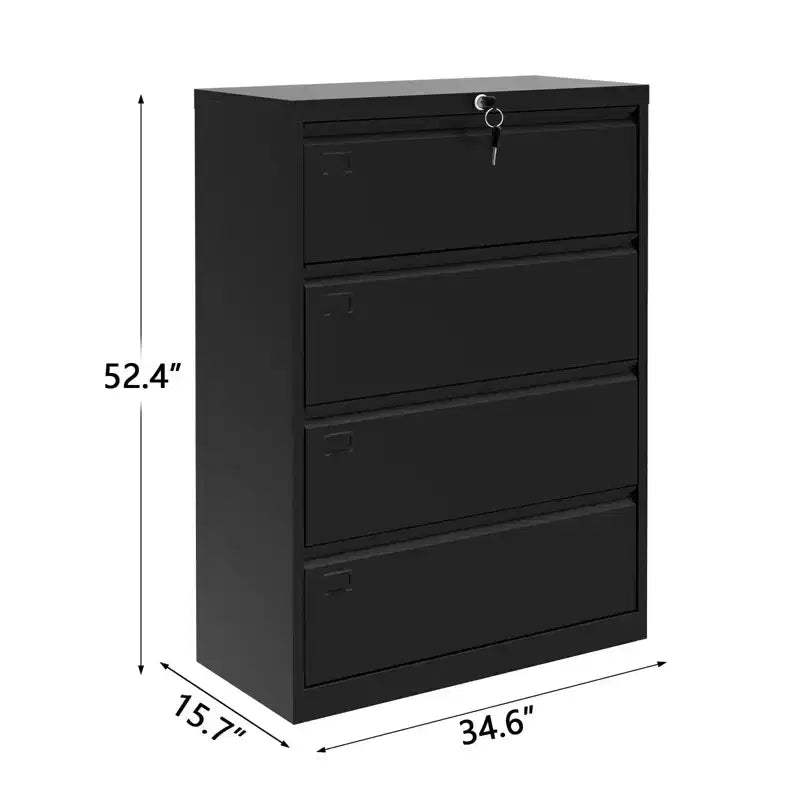 Classificatore orizzontale a 4 cassetti - Armadietto in metallo nero resistente per documenti formato Letter/Legale (uso domestico/ufficio)