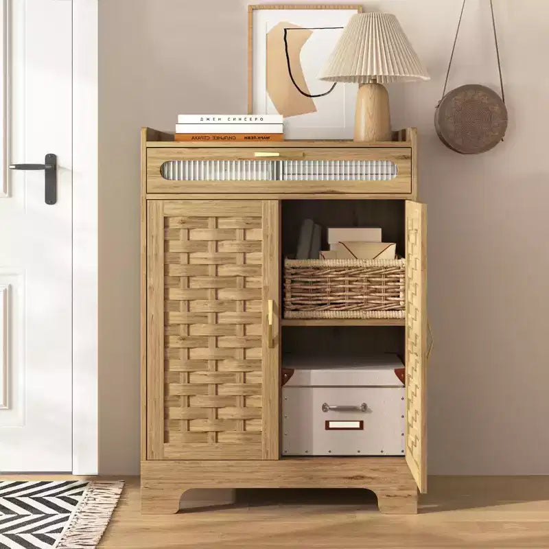 Mobiletto da caffè, Armadietto contenitore con cassetto e ripiano regolabile, Mobiletto d'accento per cucina, sala da pranzo, bagno, ingresso