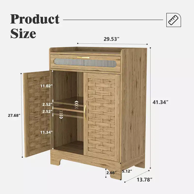 Mobiletto da caffè, Armadietto contenitore con cassetto e ripiano regolabile, Mobiletto d'accento per cucina, sala da pranzo, bagno, ingresso