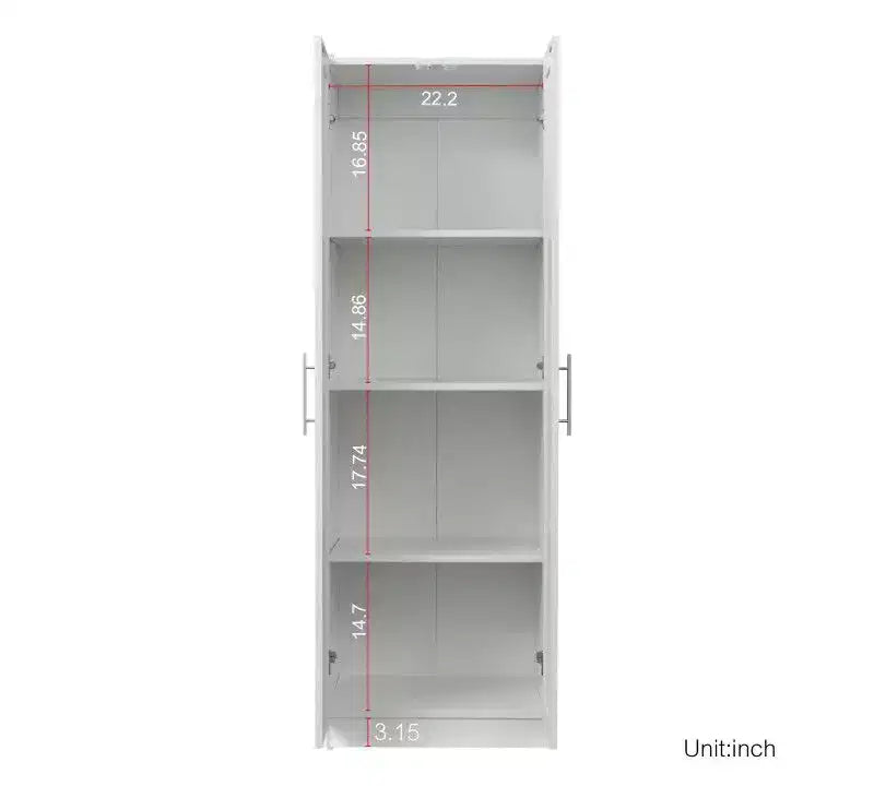Credenza alta moderna, Mobile dispensa autoportante con 2 ante e 4 ripiani, Mobile contenitore per soggiorno, sala da pranzo, cucina