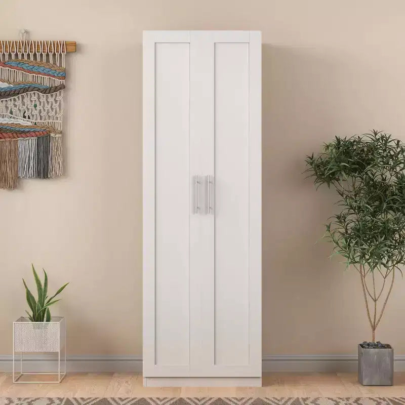 Credenza alta moderna, Mobile dispensa autoportante con 2 ante e 4 ripiani, Mobile contenitore per soggiorno, sala da pranzo, cucina