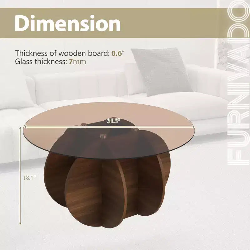 Tavolino da caffè in vetro, tavolino rotondo con struttura geometrica in metallo, tavolino da caffè moderno e minimalista per decorazioni