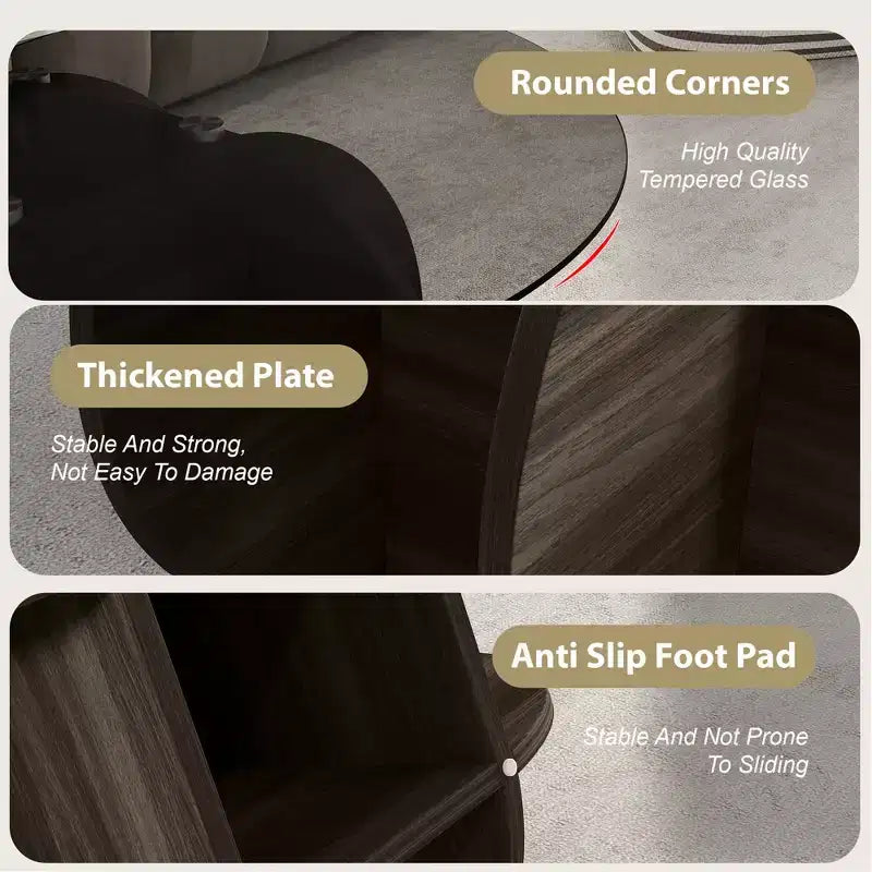 Tavolino da caffè in vetro, tavolino rotondo con struttura geometrica in metallo, tavolino da caffè moderno e minimalista per decorazioni