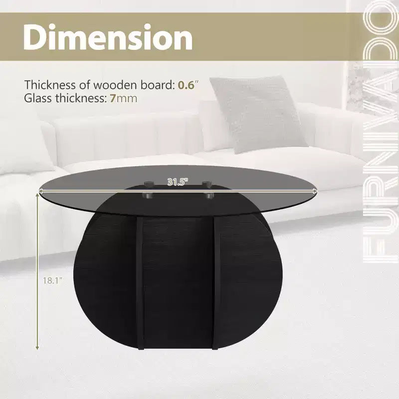 Tavolino da caffè in vetro, tavolino rotondo con struttura geometrica in metallo, tavolino da caffè moderno e minimalista per decorazioni