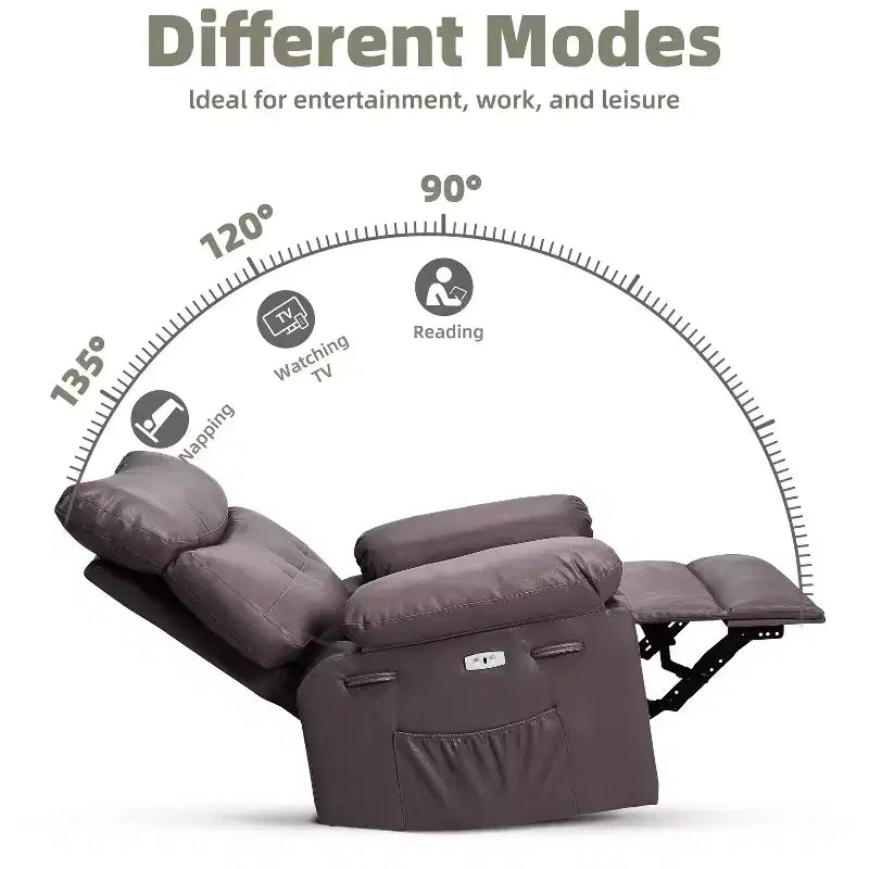 Poltrona Reclinabile Oversize con Girevole a 360°, Funzione Dondolo, Funzione Massaggio e Telecomando Inclusi per Soggiorni e Camere da Letto, Beige