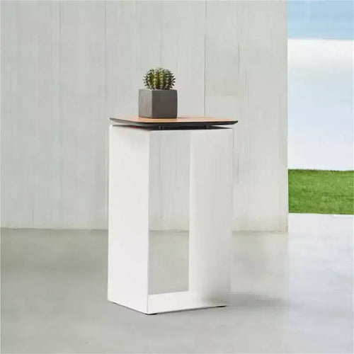 HomeStock 25 in.H White Color Round Powder-Coated Steel Table Top End Table 1 -piece