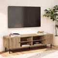 LuxenHome 71 Oak TV Stand for TVs up to 75, Entertainment Center with Storage Brown