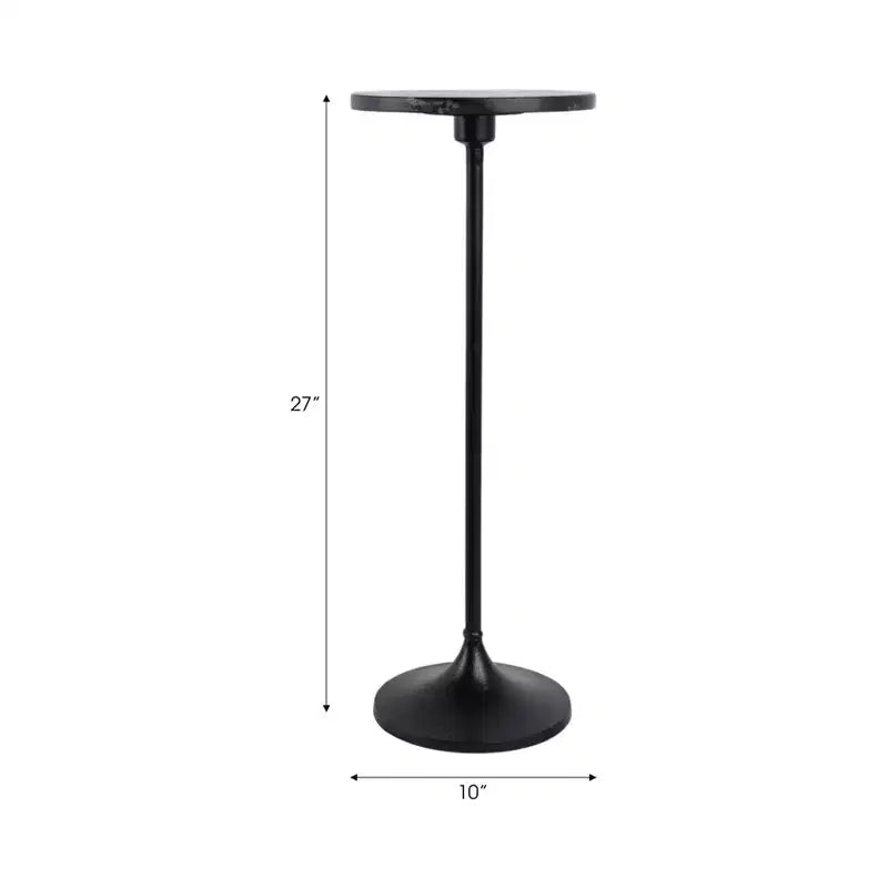 Elegante tavolino, tavolino da appoggio o comodino piccolo per l'arredamento della stanza - Tavolino da bevande sottile in metallo con piano in marmo e base a tromba