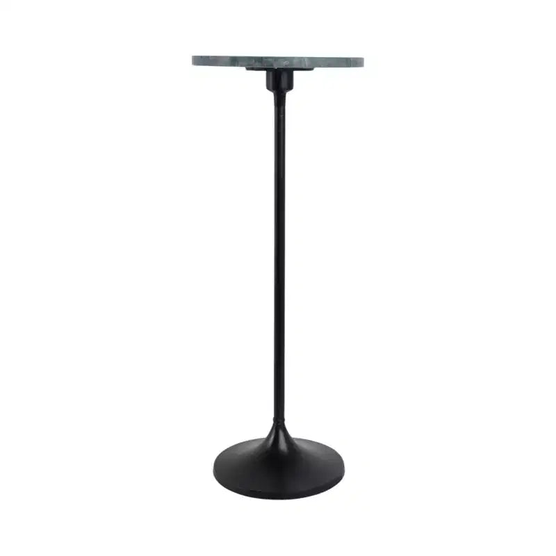Elegante tavolino, tavolino da appoggio o comodino piccolo per l'arredamento della stanza - Tavolino da bevande sottile in metallo con piano in marmo e base a tromba