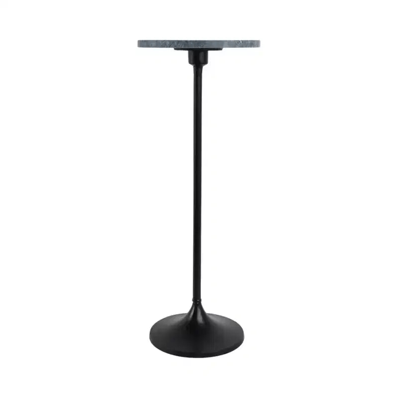 Elegante tavolino, tavolino da appoggio o comodino piccolo per l'arredamento della stanza - Tavolino da bevande sottile in metallo con piano in marmo e base a tromba