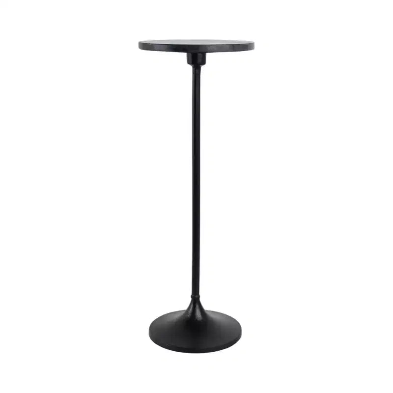 Elegante tavolino, tavolino da appoggio o comodino piccolo per l'arredamento della stanza - Tavolino da bevande sottile in metallo con piano in marmo e base a tromba
