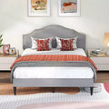 BestMassage Upholstered Platform Bed Frame with Headboard Fabric Mattress Foundation No Box Spring Needed