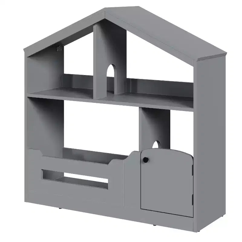 Libreria in legno per bambini con luce a sensore di movimento, organizer porta-giocattoli per bambini, libreria in stile casa delle bambole per sala giochi, camera da letto e cameretta