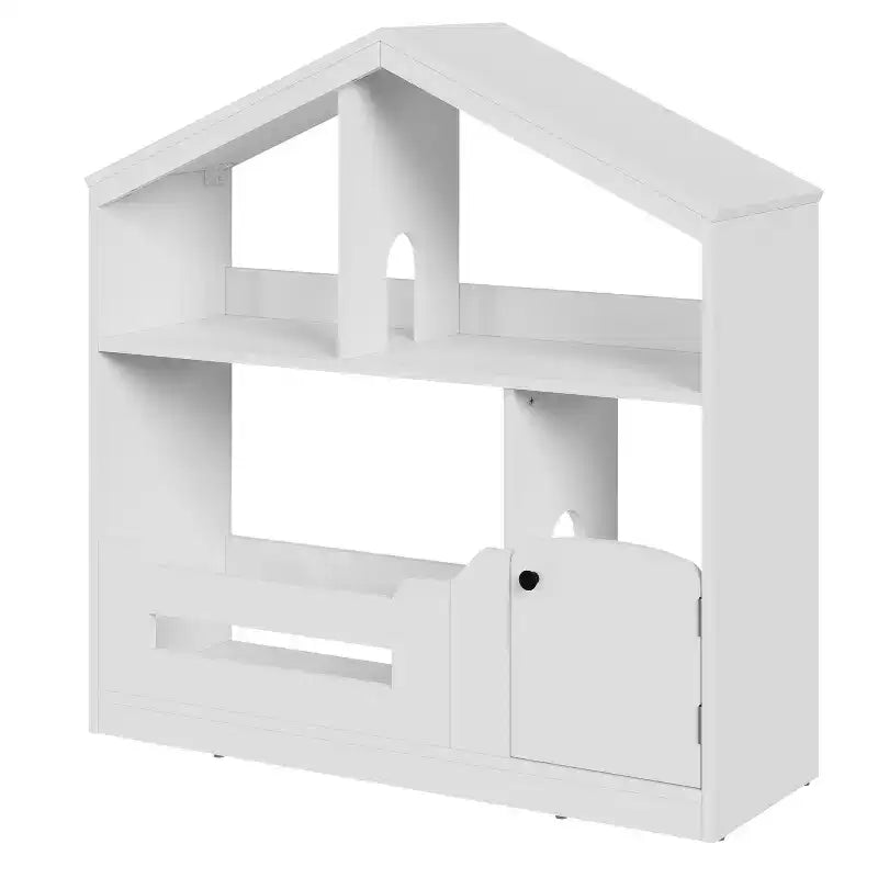 Libreria in legno per bambini con luce a sensore di movimento, organizer porta-giocattoli per bambini, libreria in stile casa delle bambole per sala giochi, camera da letto e cameretta