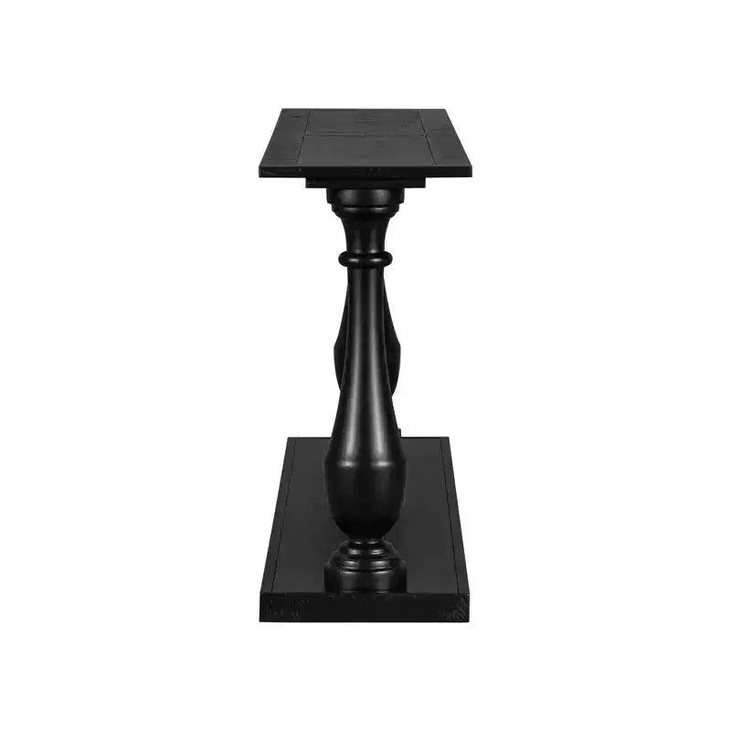 Tavolo d'ingresso vintage da 63IN con impiallacciatura di pino, Tavolo console con gambe affusolate e ripiano aperto, Nero