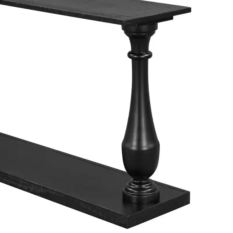 Tavolo d'ingresso vintage da 63IN con impiallacciatura di pino, Tavolo console con gambe affusolate e ripiano aperto, Nero