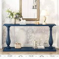 Okak 63IN Vintage Entryway Table with Pine Veneer, Console Table with Elegant Tapered Legs and Open Shelf, Hallway Table for Living Room, Blue