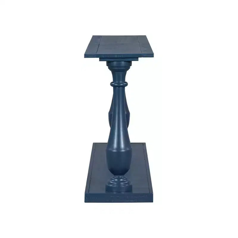 Tavolo d'ingresso vintage da 63 pollici con impiallacciatura in pino, consolle con gambe affusolate e ripiano aperto, blu