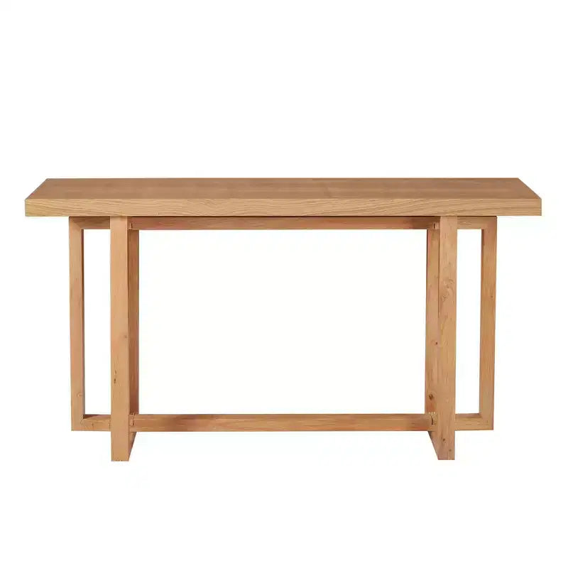 Consolle Minimalista Stretta da 150 cm con Design Unico delle Gambe, Piano Spesso, Tavolino d'Appoggio per Soggiorno, Ingresso, Rovere